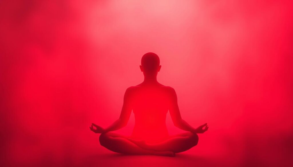 red light-assisted visualization technique for pain relief