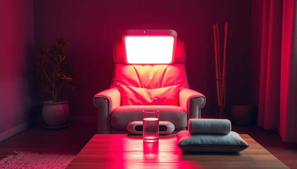 meditation session preparation and red light therapy appointment setup